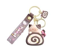 Lerpwige Chaîne cadeau Dessin animé Porte-clés avec pendentif en forme de rouleau à gâteau fascinant chat gâteau rouleau porte-clés accessoires téléphone charme