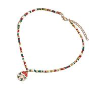 Lerpwige Chaîne de Noël en perles de riz Chaîne de Noël faite à la main pour les femmes Perles colorées et Magie festive de saleté