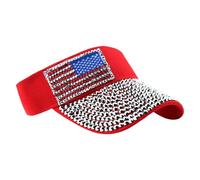 Lerpwige Chapeau de soleil réglable avec accent en cristal scintillant avec design patriotique Tissu confortable pour activités de plein air Voyage Unisexe Baseball, Diamants rouges et sil, taille