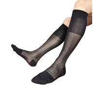 Lerpwige Chaussettes d'affaires semi-opaques à la mode pour tenue professionnelle Chaussettes fines en nylon Longueur genou Robe formelle Tenue d'affaires pour homme, Bracelet et noir, Taille unique
