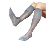 Lerpwige Chaussettes d'affaires semi-opaques à la mode pour tenue professionnelle Chaussettes fines en nylon Longueur genou Robe formelle Tenue d'affaires pour homme, Avec gris, Taille unique