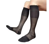 Lerpwige Chaussettes d'affaires semi-opaques à la mode pour tenue professionnelle Chaussettes fines en nylon Longueur genou Robe formelle Tenue d'affaires pour homme, Bracelet noir, Taille unique