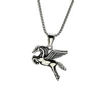 Lerpwige Collier avec pendentif cheval en acier inoxydable, Taille unique