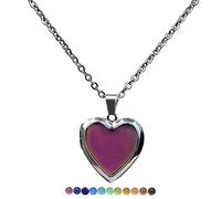 Lerpwige Collier pendentif à changement de couleur sensible à la température - Longueur réglable - Chaîne de cou Amour Cœur - Chaîne de lame de clé - Bijoux - Changement de couleur