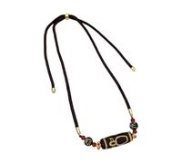 Lerpwige Collier tibétain traditionnel de perles Dzi fait à la main avec symbole de protection des neuf yeux pour équilibrer l'énergie rituels collier agate neuf yeux, taille unique, Comme décrit