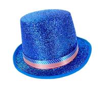 Lerpwige Couleur vive accrocheuse Accessoires de scène à chapeau haute Fedoras Jazzy pour artistes de rue Journées d'indépendance réunion sociale, bleu, taille unique