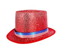Lerpwige Couleur vive vive brillante Accessoires de scène haute Fedoras Jazzy pour artistes de rue Journées d'indépendance réunion sociale, rouge, taille unique