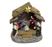 Lerpwige Crèche de Noël Cabines Scènes Décoration Table Résines Sainte Famille Statue de Crèche Figures pour les Fêtes à la Maison Religieuse Résine de Noël Statues Statues