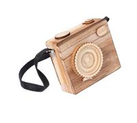 Lerpwige Design classique appareil photo boîte à musique vintage Windup Figurine musicale en bois pour salon ou chambre à coucher Décors et donner