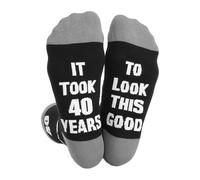 Lerpwige Design de texte humoristique Chaussettes en coton de veau noir avec 18, 21, 30, 40, 50, 60. Cadeaux de fête d'anniversaire pour adultes Thèmes drôles Chaussettes en coton pour adultes, 40 ans