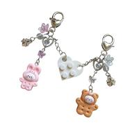 Lerpwige Design unique en brique Porte-clés en forme de cœur Porte-clés élégant en forme de cœur animal avec accessoires en brique jouet pour les couples