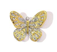Lerpwige Double Color Heart Moon Étoile Papillons Abeille Charme Acier Inoxydable Pendentif Bijoux 11 Charme Polyvalent Pour Des Occasions Spéciales Ensemble Collier Papillon Étoile Lune, taille