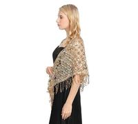 Lerpwige Écharpe de luxe à paillettes volées scintillantes pour femmes Soirée Gala Belly Dance Outfit, or, taille unique