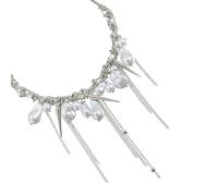 Lerpwige Élégant collier de perles pour femme, longueur réglable, léger et confortable pour un usage quotidien, chaîne à franges fuselées