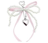 Lerpwige Élégant téléphone Charme Keychain Perles Bowknot Keyring Accessoire décoratif Pendentif pour portefeuille Sac à dos Porte-monnaie