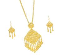 Lerpwige Ensemble collier et boucles d'oreilles à franges en alliage - Accessoire élégant conçu pour le confort et la beauté durable - Boucles d'oreilles et collier tendance, One Size, Comme décrit
