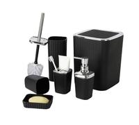 Lerpwige Ensemble complet de 6 pièces pour salle de bain Ensemble essentiel avec porte-brosse à dents liquide savon pour les mains Gobelet distributeur poubelle