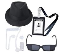 Lerpwige Ensemble d'accessoires de garde de sécurité pour Halloween, cosplay, service secret, oreille, cravate, permis de travail, agent secret, cosplay