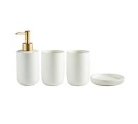 Lerpwige Ensemble d'accessoires de lavabo de salle de bain Distributeur de lotion Pompe à savon Porte-brosse à dents Bol Distributeur de pompe moderne Ensemble complet en résine Ensemble de lavabos