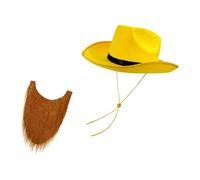Lerpwige Ensemble de moustaches et western de bordure jaune Ruban noir Bouclier de soleil pour hommes femmes Halloween Cosplay fêtes bordure jaune ruban noir, c, taille unique