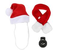 Lerpwige Ensemble doux et modifiable avec bonnet de Père Noël et écharpe Organismes Vacances Fête Costume de Noël Photo Tenue Chat Chien Animal de compagnie Décoration de la maison