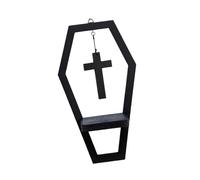 Lerpwige Étagère Murale Gothique en Bois avec Accent Central, étagère Murale Noire pour Salon, Chambre à Coucher, décoration intérieure, décoration Sombre, Centrale en Bois, compacte, entrée, à