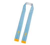 Lerpwige Étole religieuse double face à porter avec symbole de croix brodé écharpe clergée pour pasteurs prêtres hommes femmes vêtements d'église Étole de cérémonie église, bleu ciel, taille unique