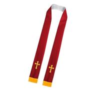 Lerpwige Étole religieuse double face à porter avec symbole de croix brodé écharpe clergée pour pasteurs prêtres hommes femmes vêtements d'église Étole de cérémonie église, rouge/blanc, taille unique
