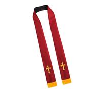 Lerpwige Étole religieuse double face à porter avec symbole de croix brodé écharpe clergée pour pasteurs prêtres hommes femmes vêtements d'église Étole de cérémonie église, Laqué Red B, taille unique