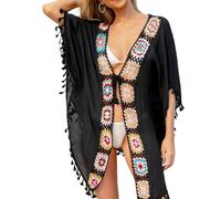 Lerpwige Femmes Couverture de Plage Long Kimono Cardigans Glands Maillot de Bain Couverture Ample Maillot de Bain Avant Ouverte Deck Beachwear