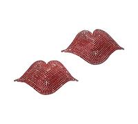 Lerpwige Femmes Forme de Lèvres scintillantes Pierres religieuses Pâtes pour mamelons Pour Robe de Soirée Boîte de Nuit Carnivals Réutilisable Housses de poitrine Autocollants Mode Adhésif Adhésif