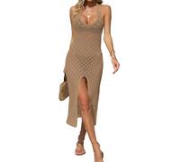 Lerpwige Femmes Hollow Out Bikinis Couverture Maillot de bain Couverture Avant Robe de plage divisée Couleur unie Maillot de bain Deck