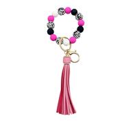 Lerpwige Femmes Perles Keychain Bracelet Bracelet avec Pu Ques et Perles en Bois Femmes Perles Bracelets Bracelets pour Toutes Les Occasions