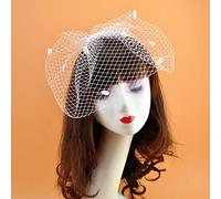 Lerpwige Femmes Vintage Élégant Mariage Fascinator Fishnet Voile Filet Grand Trou Plu, Blanc.