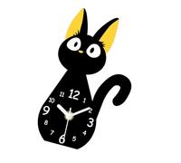 Lerpwige Horloge de bureau amusante avec son sans tic-tac acrylique chats noirs analogique pour salle de jeux ou chambre d'adolescent Décoration de table moderne avec chats noirs
