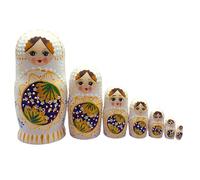 Lerpwige Jouets de nidification russes artistiques Poupées en bois peintes à la main uniques pour la collection Jouets empilables russes 7 filles en bois Matryoshka