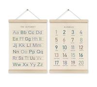 Lerpwige Lot de 2 alphabets et de nombreuses affiches murales avec cadre en bois pour l'éducation préscolaire et l'art mural de la maternelle