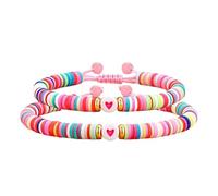 Lerpwige Lot de 2 bracelets d'amitié extensibles tressés pour femme, bijoux en argile douce, bracelets réglables multicolores extensibles pour filles, taille unique, Comme décrit