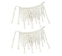 Lerpwige Lot de 2 chaînes en métal avec strass brillants avec franges pour bouteille de vin, voile, décorations de fête, glands