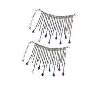 Lerpwige Lot de 2 chaînes en métal avec strass brillants avec franges pour bouteille de vin, voile, décorations de fête, glands