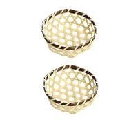 Lerpwige Lot de 2 paniers miniatures en bambou tissés à la main pour table à manger Récipients de stockage pratiques pour les collations et les fruits