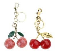Lerpwige Lot de 2 porte-clés à la mode en forme de cerise sur le thème des fruits Porte-clés Porte-clés Porte-clés Fait à la main Accessoire de téléphone pour femmes et filles