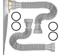 Lerpwige Lot de 2 tuyaux de vidange flexibles - Longueur réglable - Installation facile - Pour salle de bain, cuisine, sanitaire - Pour salle de bain