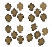 Lerpwige Lot de 20 supports ovales pour pierres précieuses de temps, texture en alliage, compatibles et portables, ornement unique, fait à la main, base de pendentif ovale, taille unique, Comme décrit