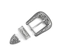 Lerpwige Lot de 3 boucles de ceinture de style occidental à motif floral antique, unisexe, accessoire décoratif pour ceinture, N, taille unique