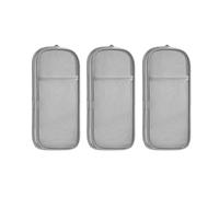 Lerpwige Lot de 3 trousses à crayons double couche transparente de grande capacité pour crayons, stylos, pinceaux de maquillage, gris