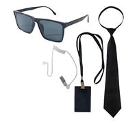 Lerpwige Lot de 4 accessoires de service secret pour costume de cosplay, porteur de mariage, sécurité, écouteurs, cravate, lunettes de soleil, Halloween, cosplay