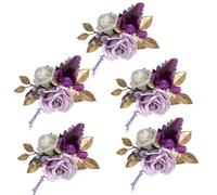 Lerpwige Lot de 5 corsages de poignet rose pour mariage Rose Poignet pour mère de la mariée et du marié