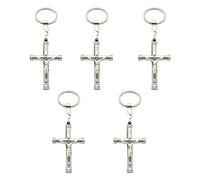 Lerpwige Lot de 5 pendentifs en forme de croix dorés et argentés - 40 x 65 mm - Breloques religieuses faites à la main - Fabrication de bijoux - Fournitures de recherche - Décorations pour mur