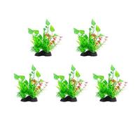 Lerpwige Lot de 5 plantes aquatiques artificielles avec base pour aquariums - Facile à entretenir - Accessoire d'abri de différentes tailles